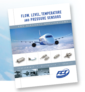 brochure cover; flow level, temperature, and pressure sensors; FCI Aerospace